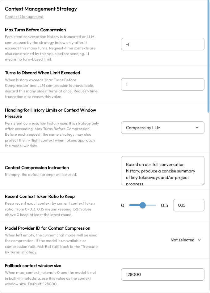 Context management settings