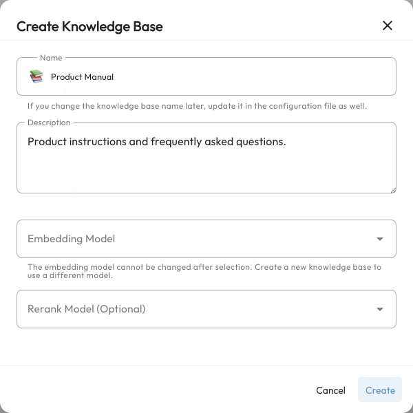 Creating a knowledge base and choosing its models